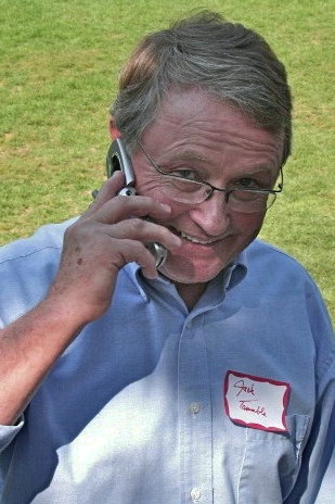 Jack Trumble on his cell phone - where he has been since joining the Reunion Committee